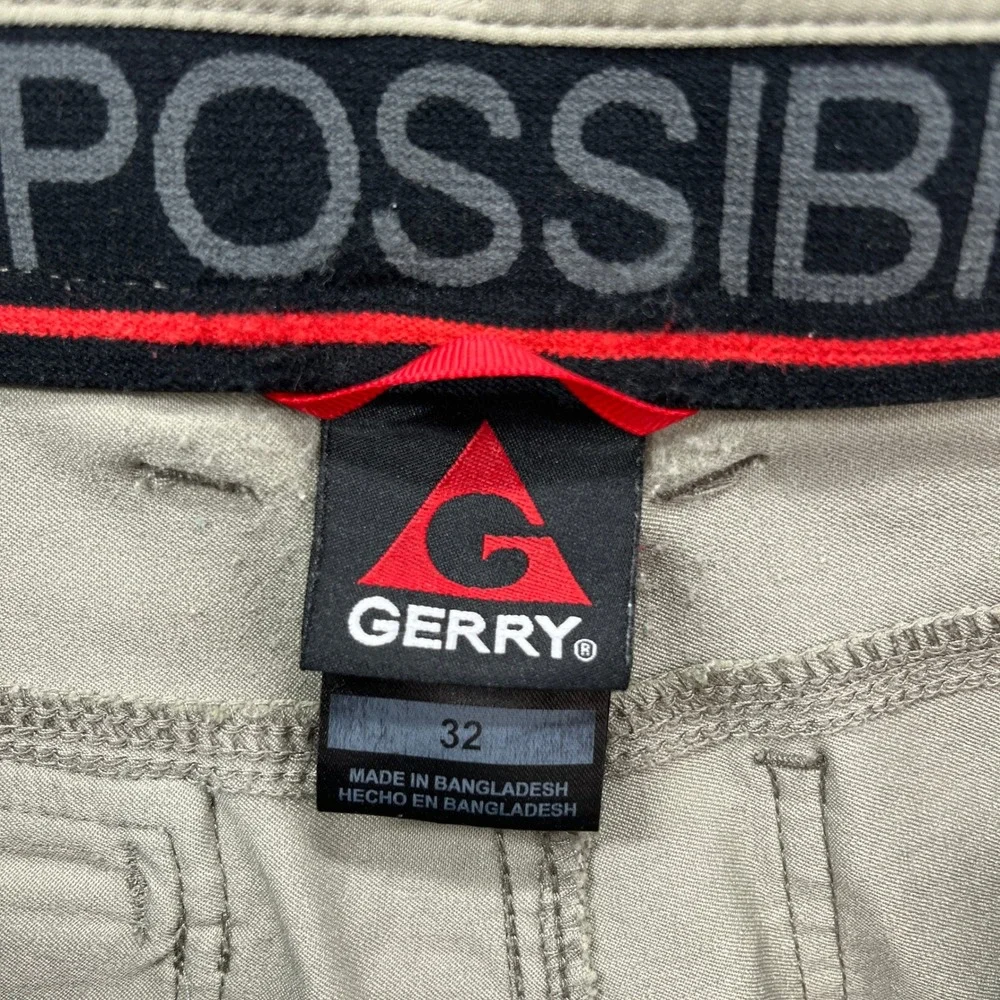 Gerry Cargo Shorts Mens 32 Tan Stretch Nylon Hiking Outdoor Utility Gorpcore
